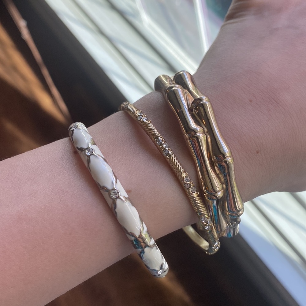 Set of three gold bangles